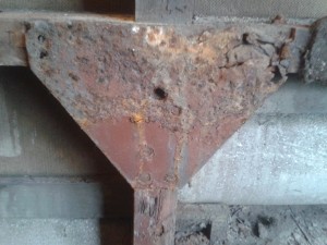Typical example of rotted steelwork that had to be replaced