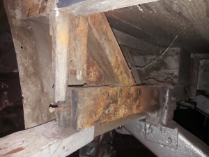 Timber to rear of wheelbox 