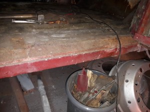 Boot door sill and floor with old lino removed.